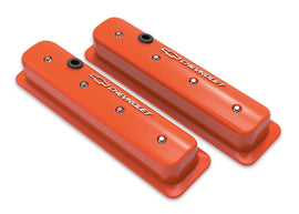 SBC Muscle Car Valve Covers w/Holes Orange - Holley 241-293