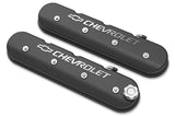 Holley Tall LS Valve Cover with Bowtie/Chevrolet Logo - Satin Black Machined Finish
