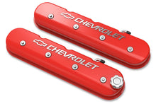Load image into Gallery viewer, Holley Tall LS Valve Cover with Bowtie/Chevrolet Logo - Gloss Red Machined Finish