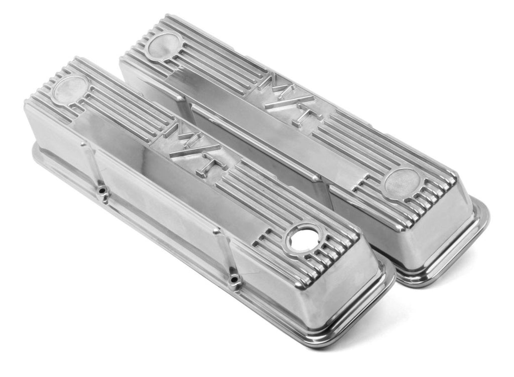 Holley Holley M/T Valve Covers - Vintage Style - Finned - SBC - Polished