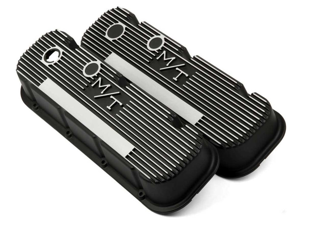 Holley Holley M/T Valve Covers - Vintage Style - Finned - BBC - Satin Black