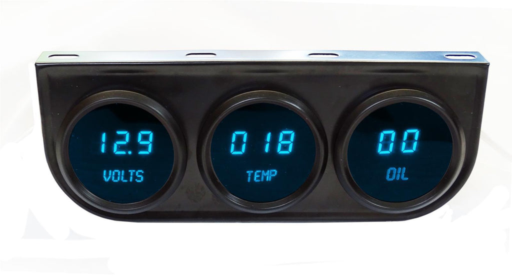 Intellitronix 2-1/16 LED Digital Panel 3-Gauge  - Black Finish
