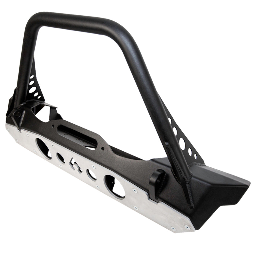 Powdercoat Nighthawk Mid-tube Stinger Front Bumper with Aluminum Skid for JK, JL, and JT - Black Powdercoat Artec Industries - Artec Industries JJ8045 GNKQ_JJ8045
