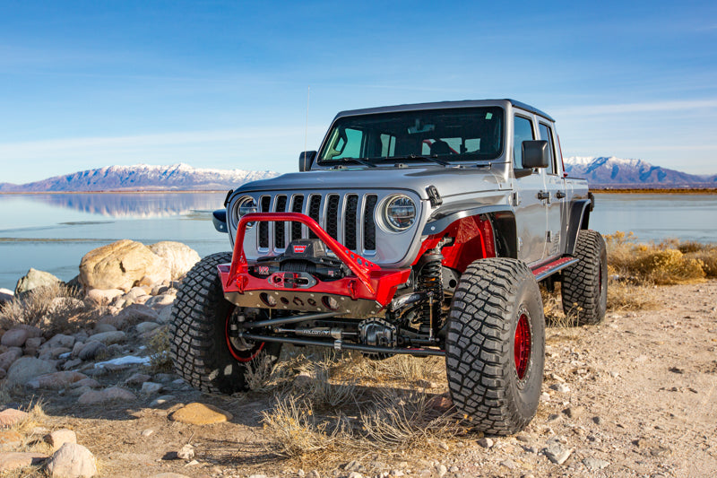 Powdercoat Nighthawk Mid-tube Stinger Front Bumper with Aluminum Skid for JK, JL, and JT - Black Powdercoat Artec Industries - Artec Industries JJ8045 GNKQ_JJ8045