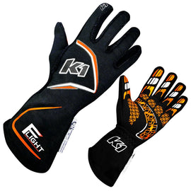Gloves Flight Large Black-Flo Orange - K1 RaceGear 23-FLT-NFO-L