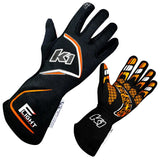 Gloves Flight X-Large Black-Flo Orange - K1 RaceGear 23-FLT-NFO-XL