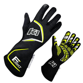 Gloves Flight XX-Large Black-Flo Yellow - K1 RaceGear 23-FLT-NFY-2XL