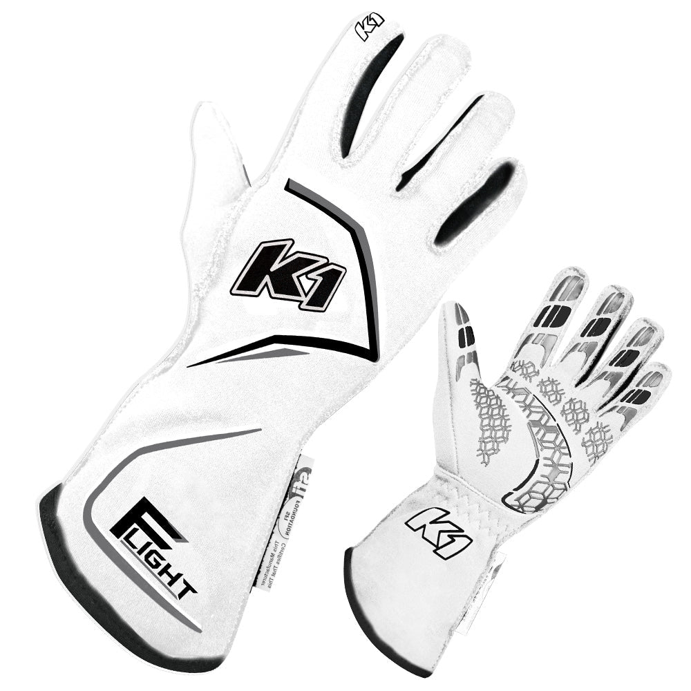 Gloves Flight Small White - K1 RaceGear 23-FLT-WG-S