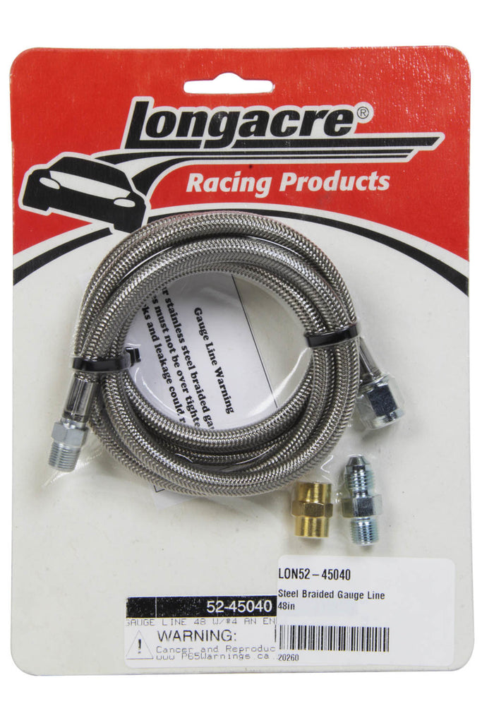 Steel Braided Gauge Line 48in - Longacre 52-45040