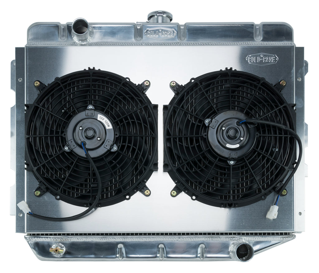 66-74 A,B,C,E Body AC Aluminum Performance Radiator And 12 Inch Dual Fan Kit MT 17x26 Inch Cold Case Radiators