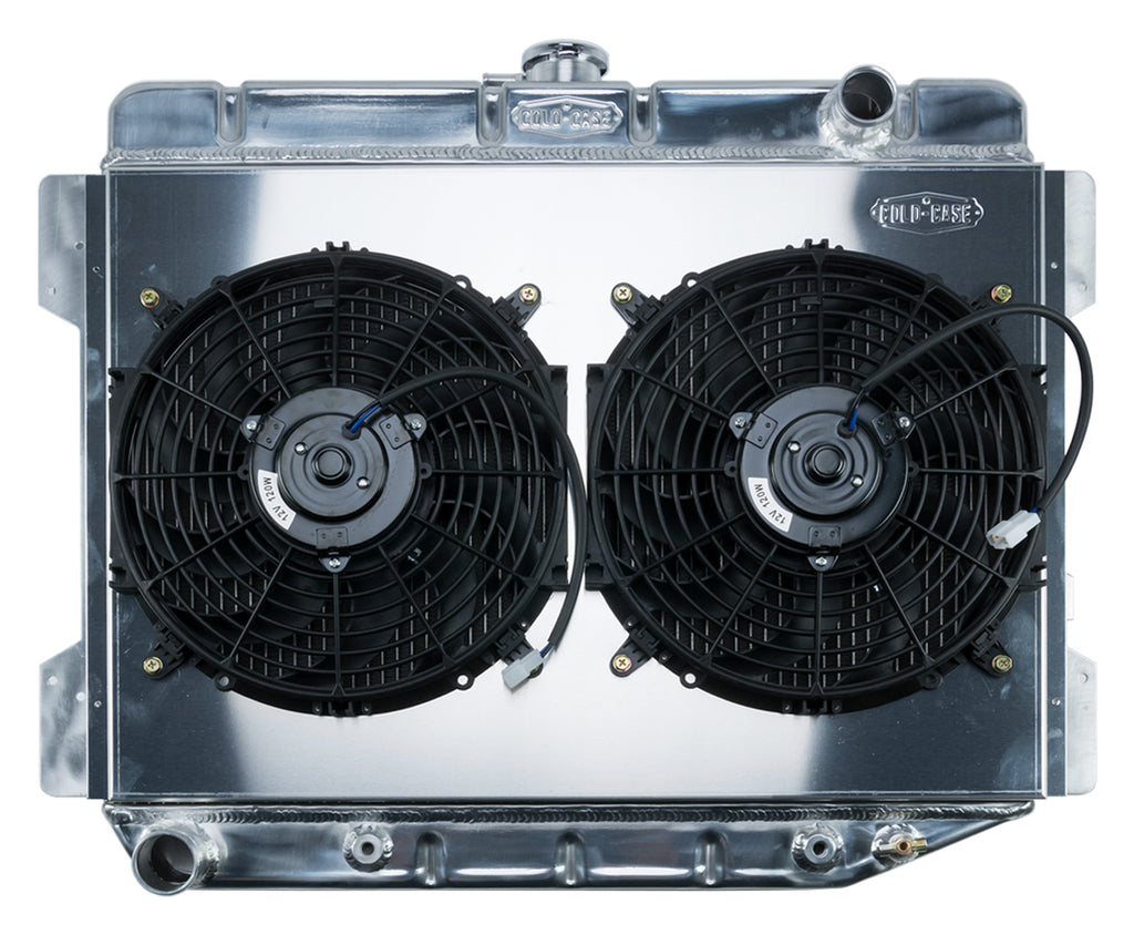 70-74 E Body Challenger Aluminum Performance Radiator And 12 Inch Dual Fan Kit AT 17x26 Inch Cold Case Radiators