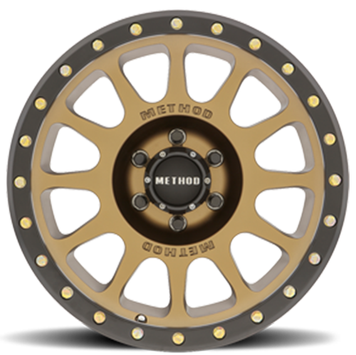 Aluminum Wheels 18x9 NV MR305 Bolt Pattern 6 On 139.7 Offset 18 Lip Size 1.38 Method Bronze BRZ Black Street Loc Method