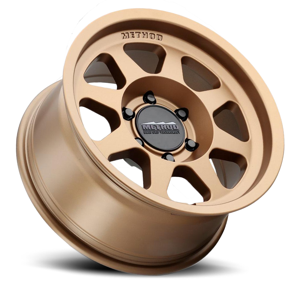 Aluminum Wheels 17x9 Bead Grip MR701 Bolt Pattern 6 On 139.7 Offset -12 Lip Size 1.97 Method Bronze BRZ Method