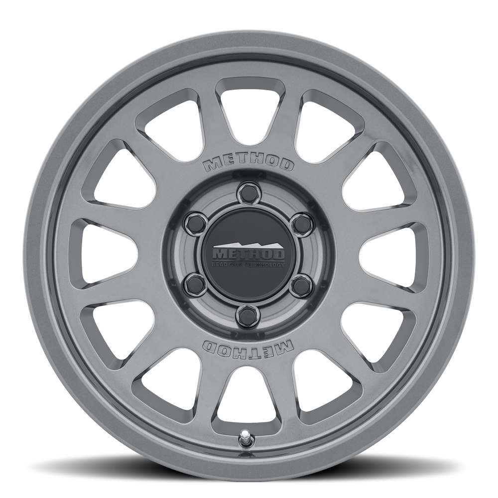 Aluminum Wheels 17x9 Bead Grip MR703 Bolt Pattern 6 On 139.7 Offset -12 Lip Size 1.18 Gloss Titanium SL Method