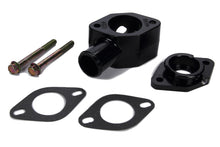 Load image into Gallery viewer, PRW Water Neck Manifold Filler; 90 Degree; Aluminum; Black.
