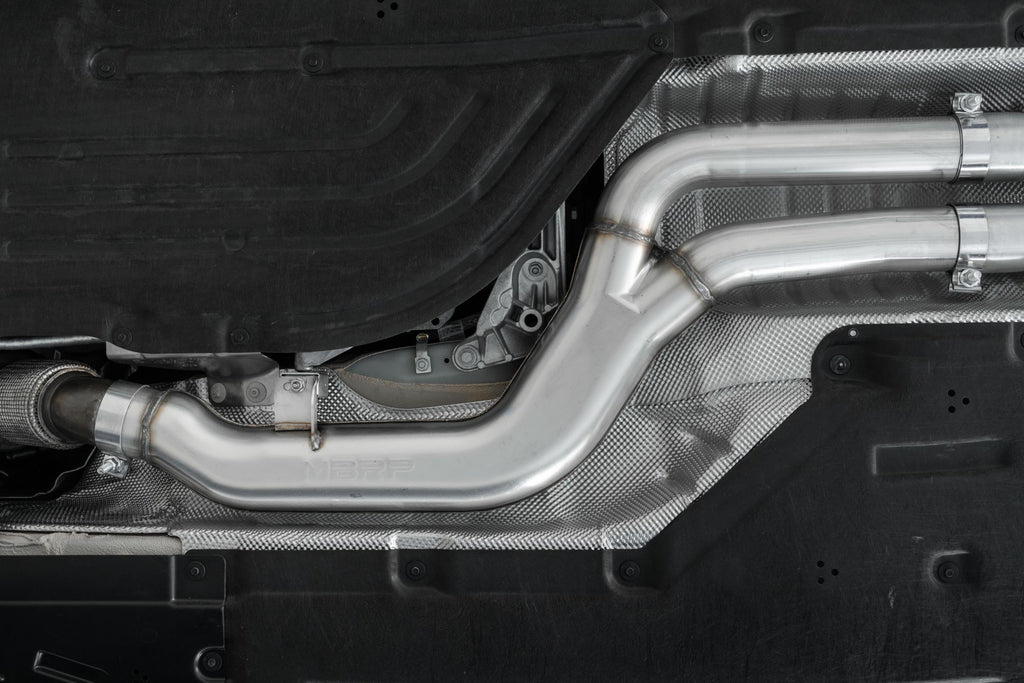 20-24 Toyota Supra T304 Stainless Steel 3 inch Cat-Back Dual Rear Outlet with Burnt End Tips 2 4.5 inch T305 Burnt End Tips Included MBRP