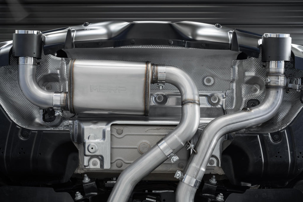 20-24 Toyota Supra T304 Stainless Steel 3 inch Cat-Back Dual Rear Outlet with Burnt End Tips 2 4.5 inch T305 Burnt End Tips Included MBRP