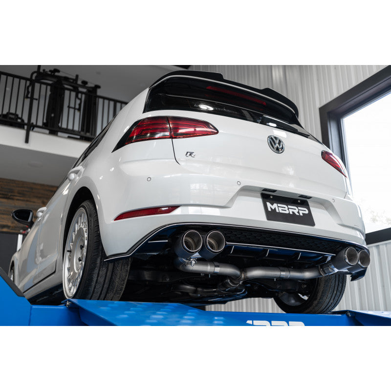 2015-2019 Volkswagen Golf Armor Pro Series 3 Inch Cat Back Quad Split Rear T304 Stainless Steel with Carbon Fiber Tips Exhaust System MBRP