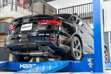 Load image into Gallery viewer, 2015-2020 Audi S3 T304 Stainless Steel 3 Inch Cat Back Quad Split Rear Exit with Carbon Fiber Tips Active Exhaust MBRP