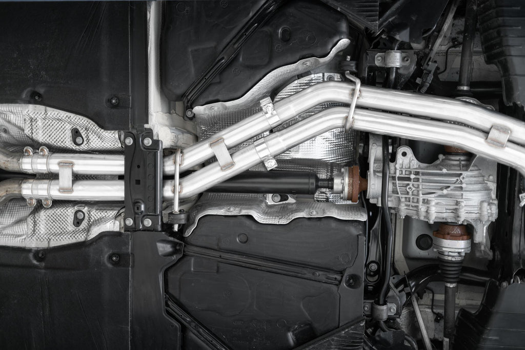 T304 Stainless Steel 2.5 Inch Resonator Back Dual Rear Quad Carbon Fiber Tips 18-Up Audi S5 Coupe/S4 Sedan MBRP