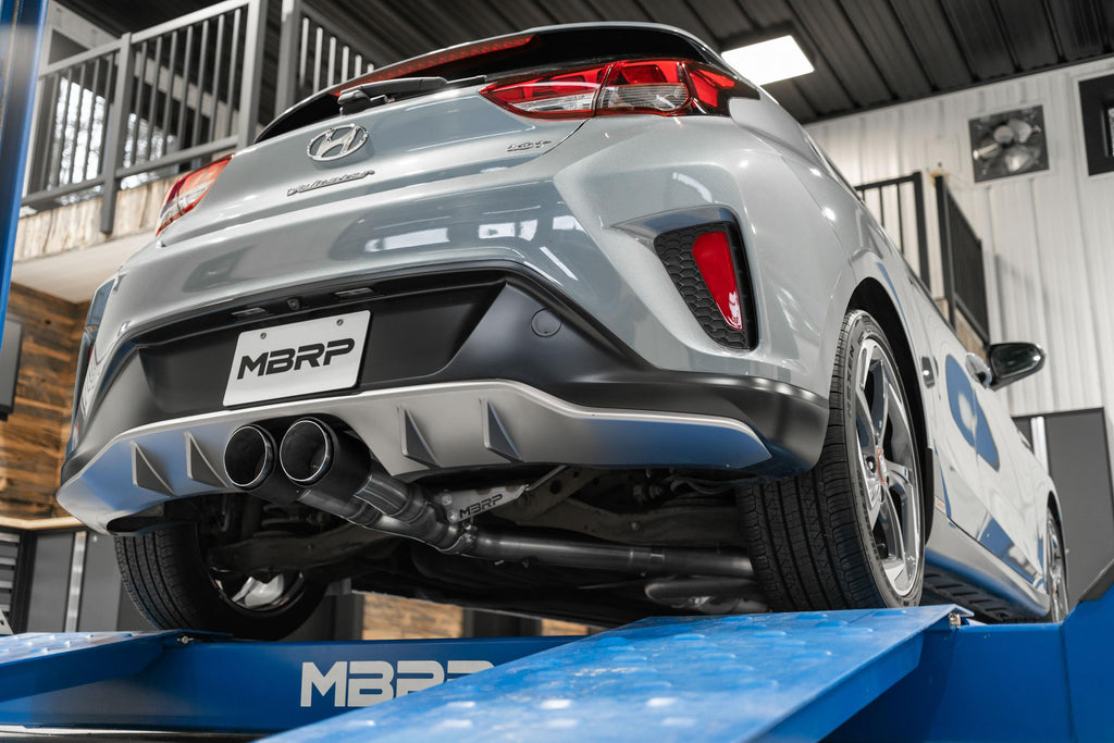 2019-2021 Hyundai Veloster Armor Pro 3 Inch Cat Back Dual Split Center Rear Exit T304 Stainless Steel with Carbon Fiber Tips MBRP