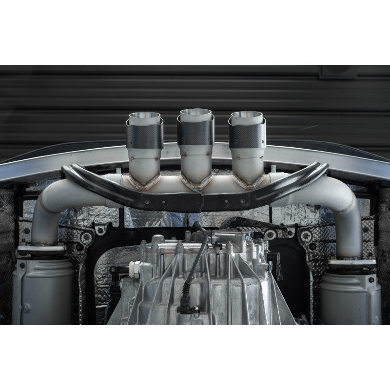 17-22 Acura NSX Armor Pro 2.5 Inch Cat Back Triple Rear Exit T304 Stainless Steel with Carbon Fiber Tips Exhaust System MBRP