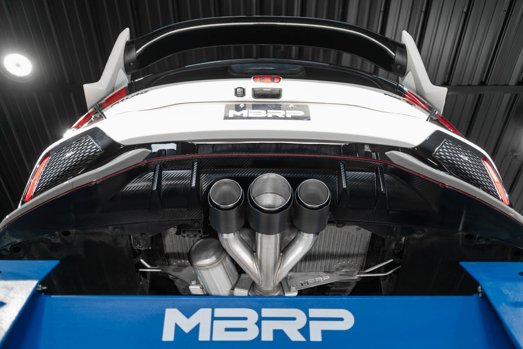 2017-2021 Honda Civic Type R 2.0L T304 Stainless Steel 3 Inch Cat-Back Triple Rear Outlet Carbon Fiber Tips MBRP