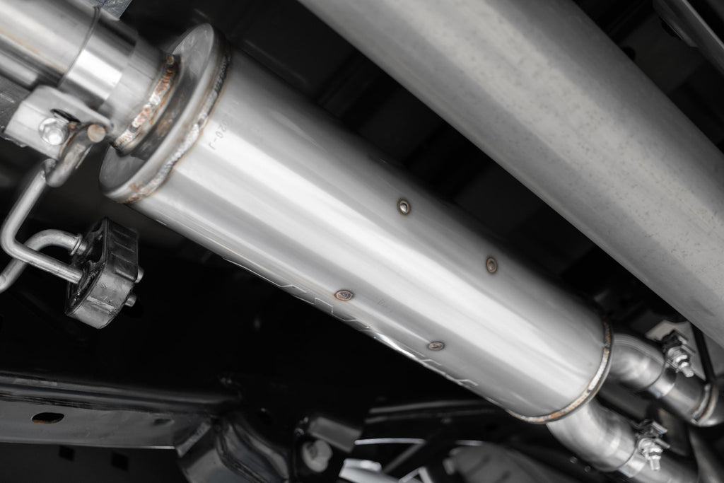 21-Up Ford F-150 Black Coated Aluminized Steel 3 Inch Cat-Back 2.5 Inch Dual Split Rear Exhaust System MBRP