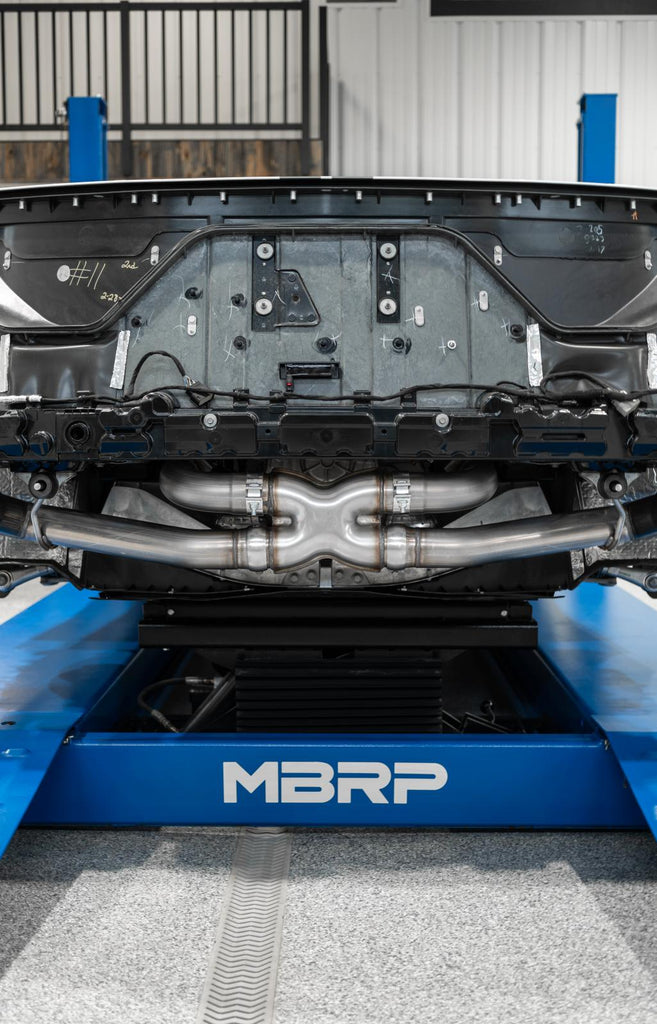 2020-2023 Chevrolet Corvette C8 6.2L Armor Pro T304 Stainless Steel 3 Inch Cat-Back Quad Split Rear with Carbon Fiber Tips Valve Delete MBRP