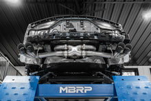 Load image into Gallery viewer, 2020-2023 Chevrolet Corvette C8 6.2L Armor Pro T304 Stainless Steel 3 Inch Cat-Back Quad Split Rear with Carbon Fiber Tips Valve Delete MBRP
