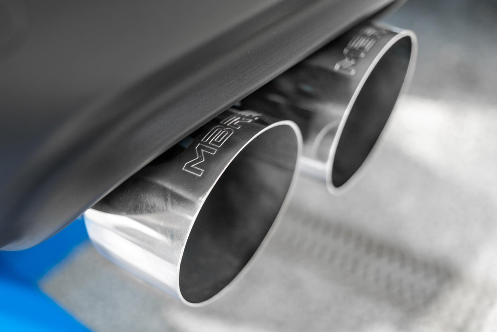 15-23 Dodge Challenger T304 Stainless Steel 3 Inch Dual Cat Back Quad Tips with Carbon Fiber Tips (Street Version) Exhaust System MBRP