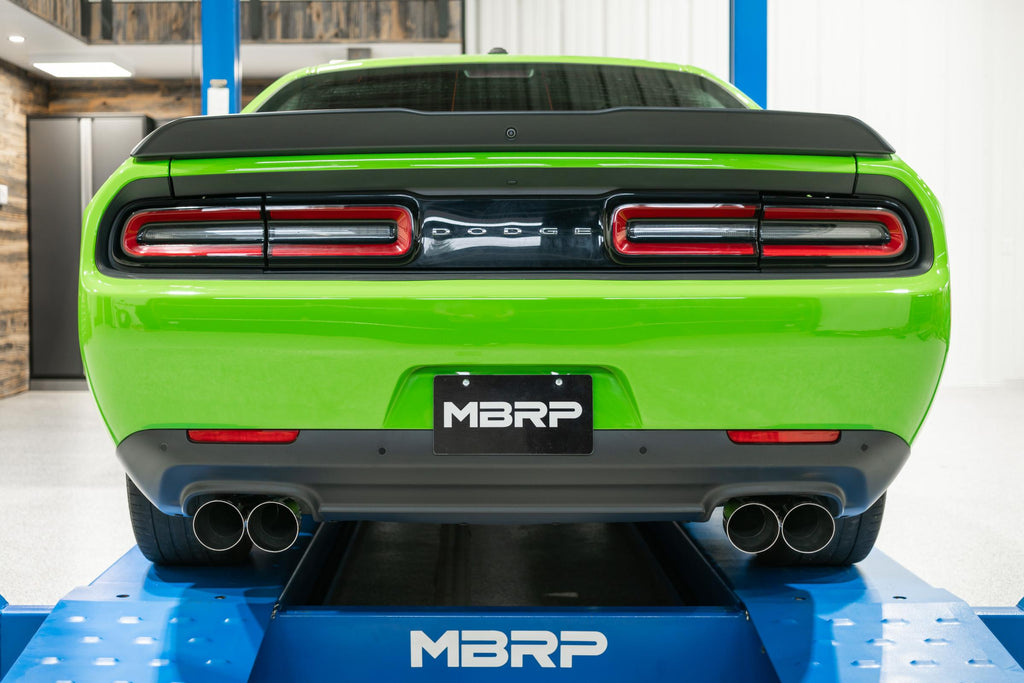 15-23 Dodge Challenger Aluminized Steel 3 Inch Dual Cat Back Quad Tips (Street Version) Exhaust System MBRP