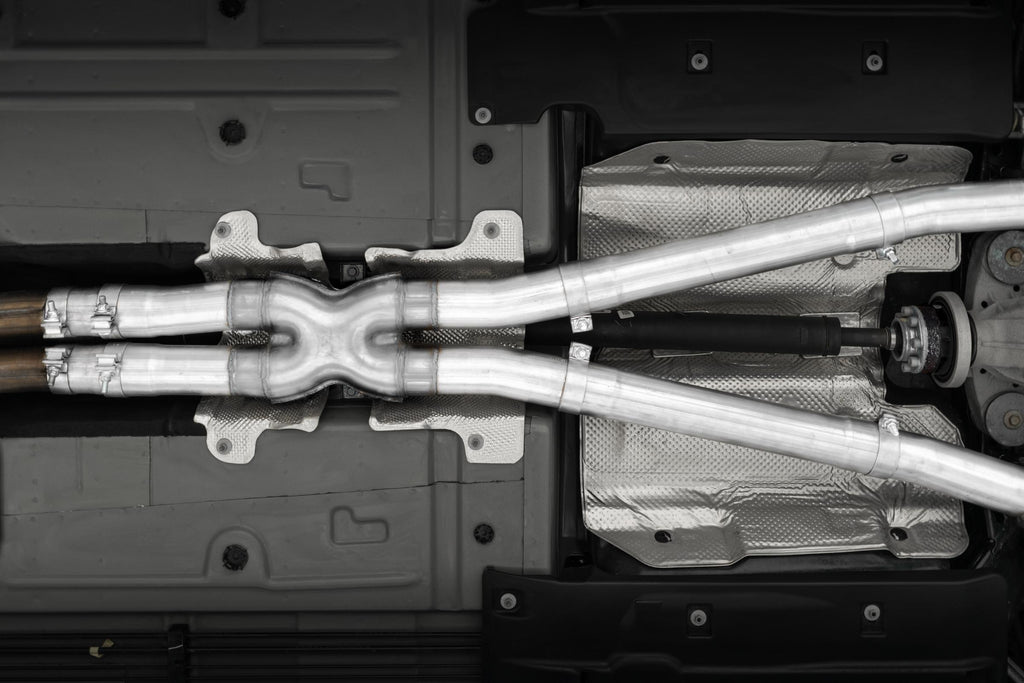 15-23 Dodge Challenger Aluminized Steel 3 Inch Dual Cat Back Quad Tips (Race Version) Exhaust System MBRP