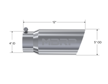 Load image into Gallery viewer, Exhaust Tail Pipe Tip 5 Inch O.D. Angled Single Walled 4 Inch Inlet 12 Inch Length T304 Stainless Steel MBRP