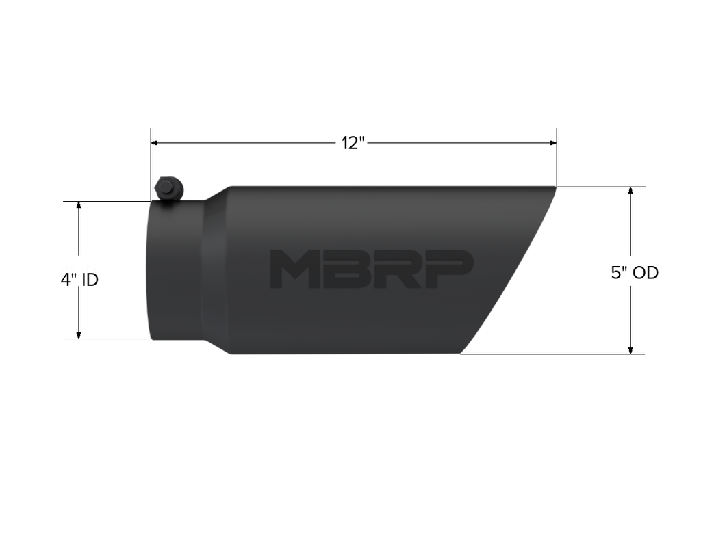 Exhaust Tip 5 Inch O.D. Dual Wall Angled 4 Inch Inlet 12 Inch Length-Black Finish MBRP