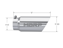 Load image into Gallery viewer, Exhaust Tail Pipe Tip 5 Inch O.D. Dual Wall Angled 4 Inch Inlet 12 Inch Length T304 Stainless Steel MBRP
