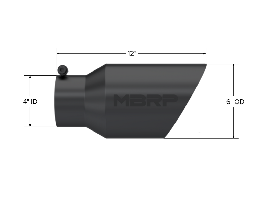 Black Coated Exhaust Tail Pipe Tip 6 Inch OD Dual Wall Angled 4 Inch Inlet 12 Inch Length MBRP