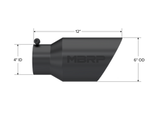 Load image into Gallery viewer, Black Coated Exhaust Tail Pipe Tip 6 Inch OD Dual Wall Angled 4 Inch Inlet 12 Inch Length MBRP