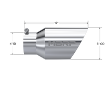Load image into Gallery viewer, Exhaust Tail Pipe Tip 6 Inch O.D. Dual Wall Angled 4 Inch Inlet 12 Inch Length T304 Stainless Steel MBRP