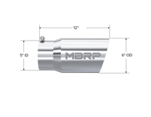 Load image into Gallery viewer, Exhaust Tail Pipe Tip 6 Inch O.D. Dual Wall Angled 5 Inch Inlet 12 Inch Length T304 Stainless Steel MBRP