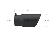 Load image into Gallery viewer, Exhaust Tip 6 Inch O.D. Angled Rolled End 5 Inch Inlet 12 Inch Length Black Coated MBRP