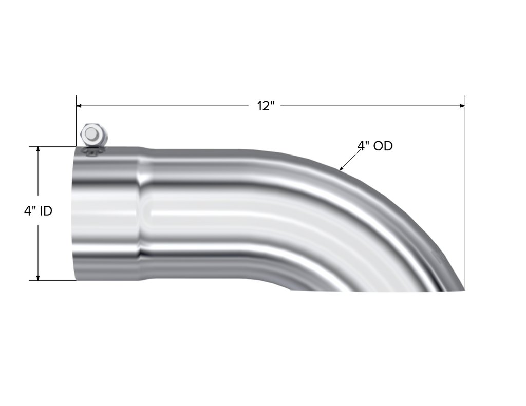 Exhaust Tail Pipe Tip 4 Inch O.D. Turn Down 4 Inch Inlet 12 Inch Length T304 Stainless Steel MBRP