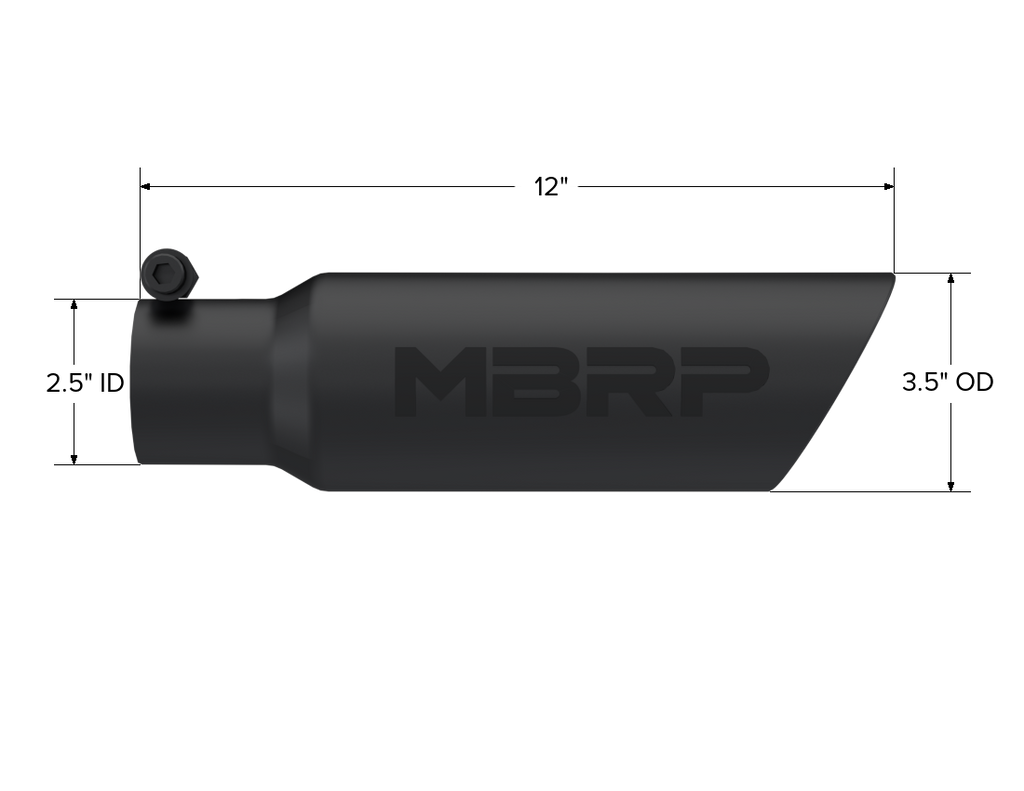 Exhaust Tip 3 1/2 Inch O.D. Dual Wall Angled 2 1/2 Inch Inlet 12 Inch Length Black Finish MBRP