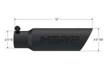 Load image into Gallery viewer, Exhaust Tip 3 1/2 Inch O.D. Dual Wall Angled 2 1/2 Inch Inlet 12 Inch Length Black Finish MBRP