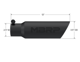 Exhaust Tip 3 1/2 Inch O.D. Dual Wall Angled 2 1/2 Inch Inlet 12 Inch Length Black Finish MBRP
