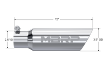 Load image into Gallery viewer, Exhaust Tail Pipe Tip 3 1/2 Inch O.D. Dual Wall Angled 2 1/2 Inch Inlet 12 Inch Length T304 Stainless Steel MBRP