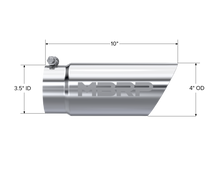 Load image into Gallery viewer, Exhaust Tip 4 Inch O.D. Dual Wall Angled 3 1/2 Inch Inlet 10 Inch Length T304 Stainless Steel MBRP