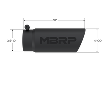Load image into Gallery viewer, Black Coated Tip, 4 Inch OD Angled Roll End End, 3.5 Inch Inlet, 10 Inch Length, MBRP
