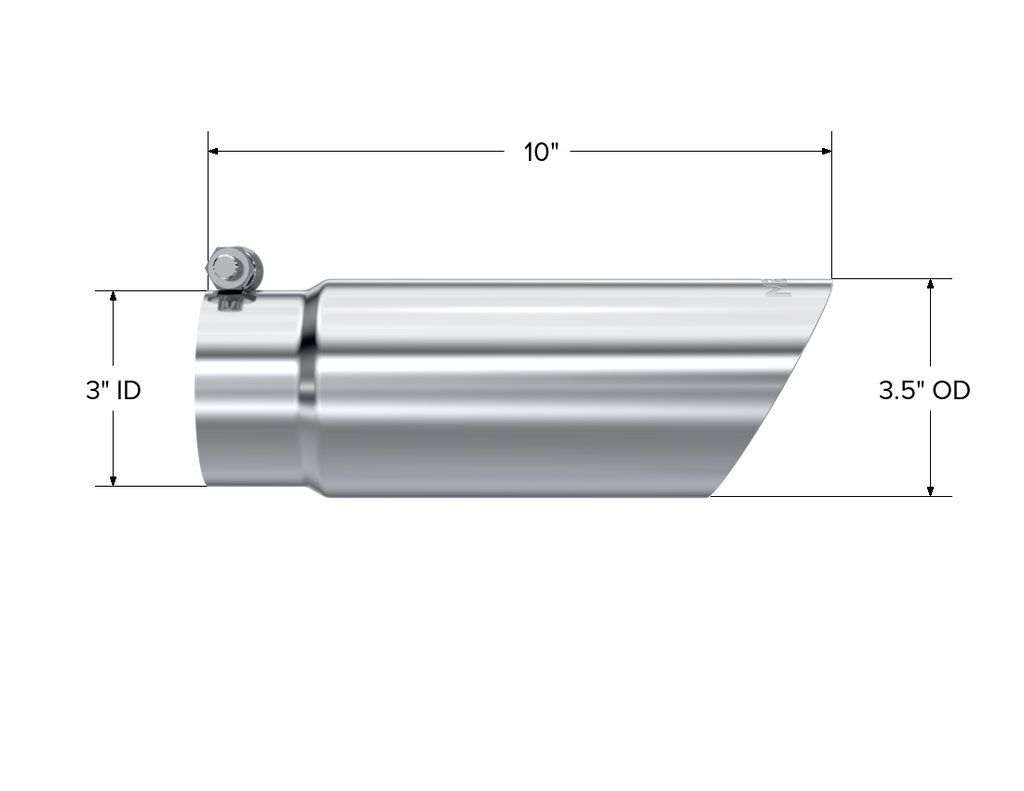 Exhaust Tip 3 1/2 Inch O.D. Dual Wall Angled End 3 Inch Inlet 10 Inch Length T304 Stainless Steel MBRP