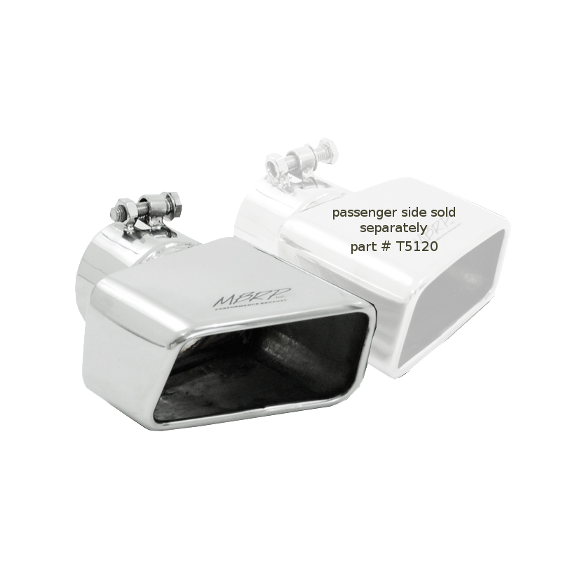 Exhaust Tip 4 3/4 Inch X 3 Inch ID Rectangle Angled Cut 3 Inch O.D. Inlet Driver Side 7 3/8 Inch Length T304 Stainless Steel MBRP
